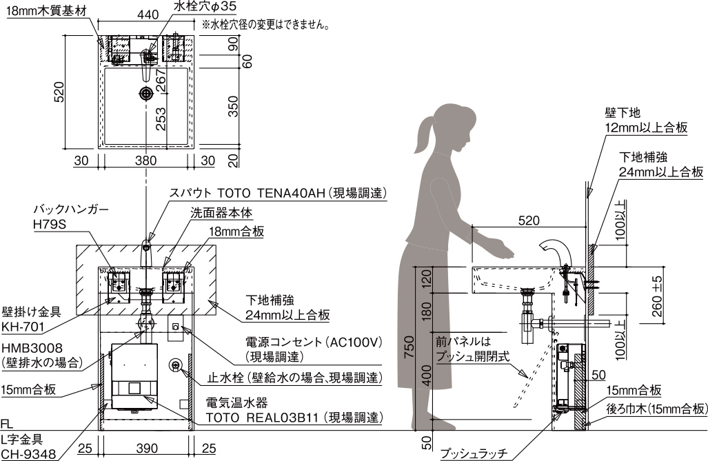 脚付きタイプの図