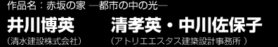 作品名：赤坂の家　―都市の中の光― 井川博英/清水建設株式会社清孝英・中川佐保子/アトリエエスタス建築設計事務所